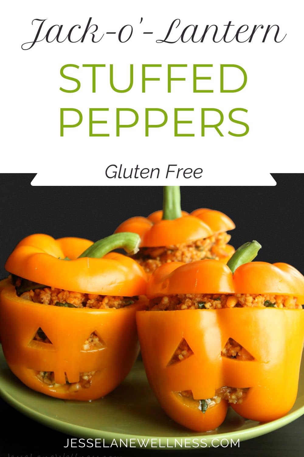 Jack-o-lantern Stuffed peppers Pin