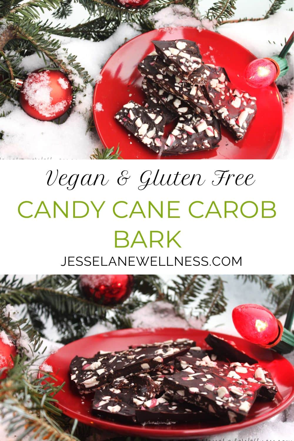 Candy Cane Carob Bark Christmas Recipe Pin