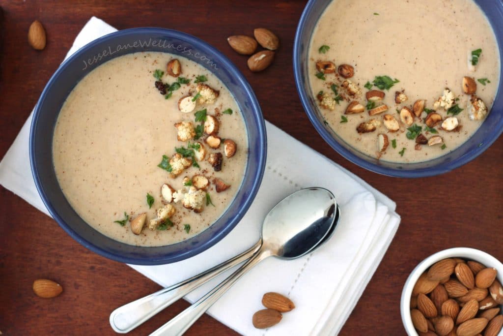 Almond Cauliflower Soup by @jesselwellness #soup #strongnails
