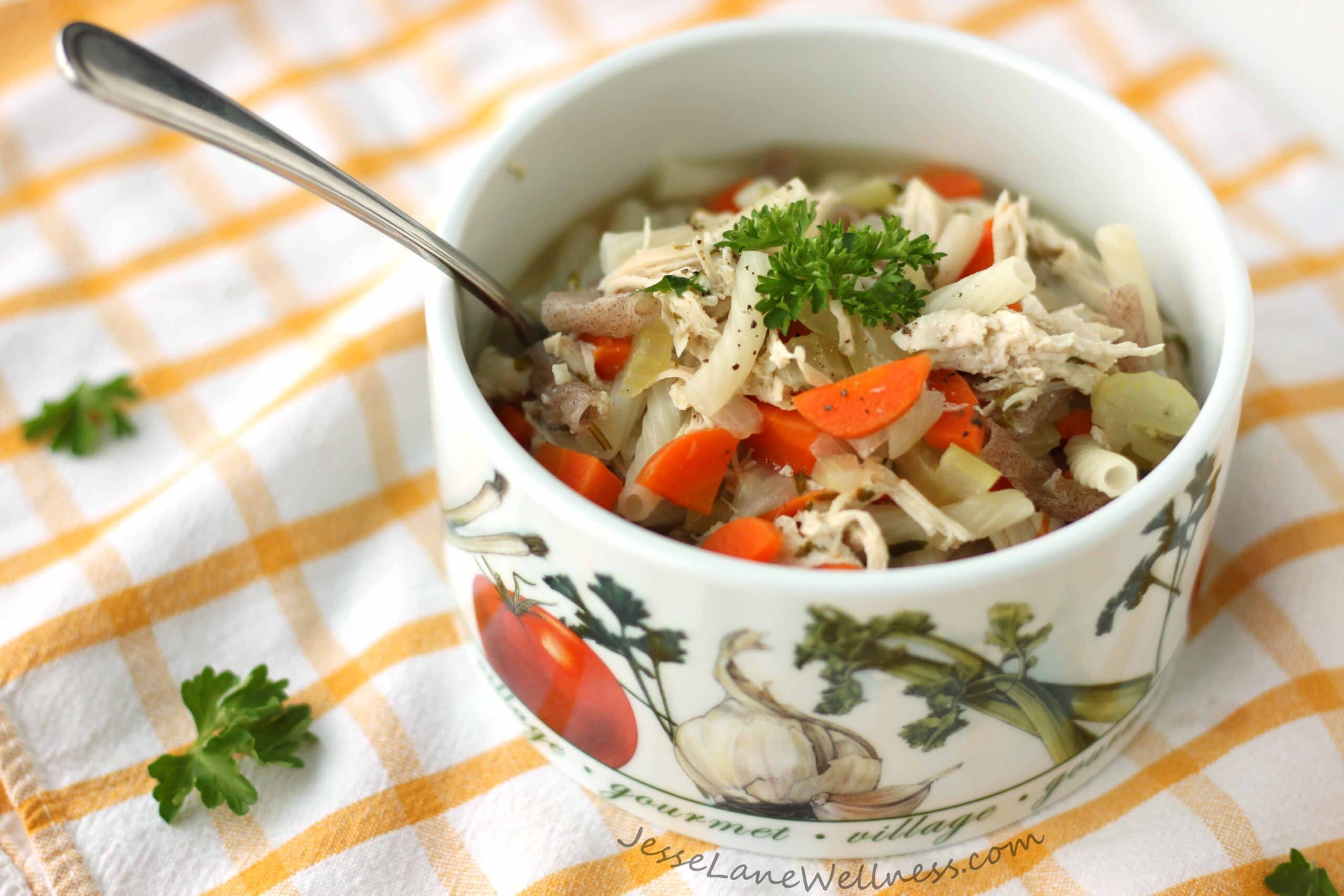 What are some healthy recipes for chicken soup?