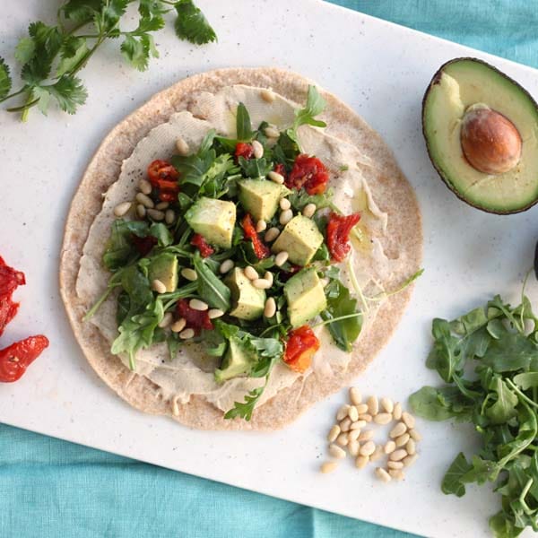 Hummus Veggie Wrap from @jesselwellness Healthy Homemade Soups and Sandwiches #hummuswrap #wrap
