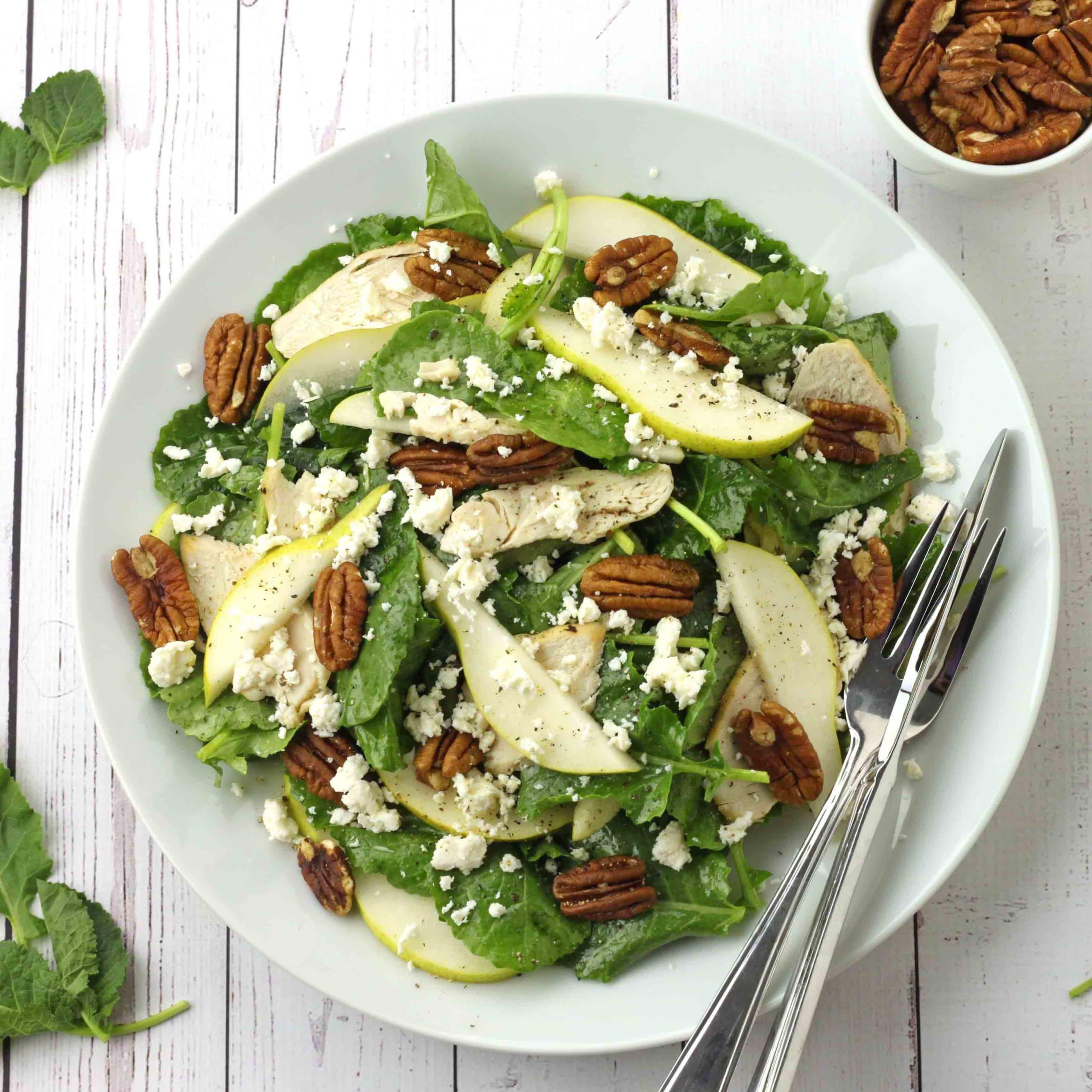 Pear and Pecan Kale Salad by Jesse Lane Wellness