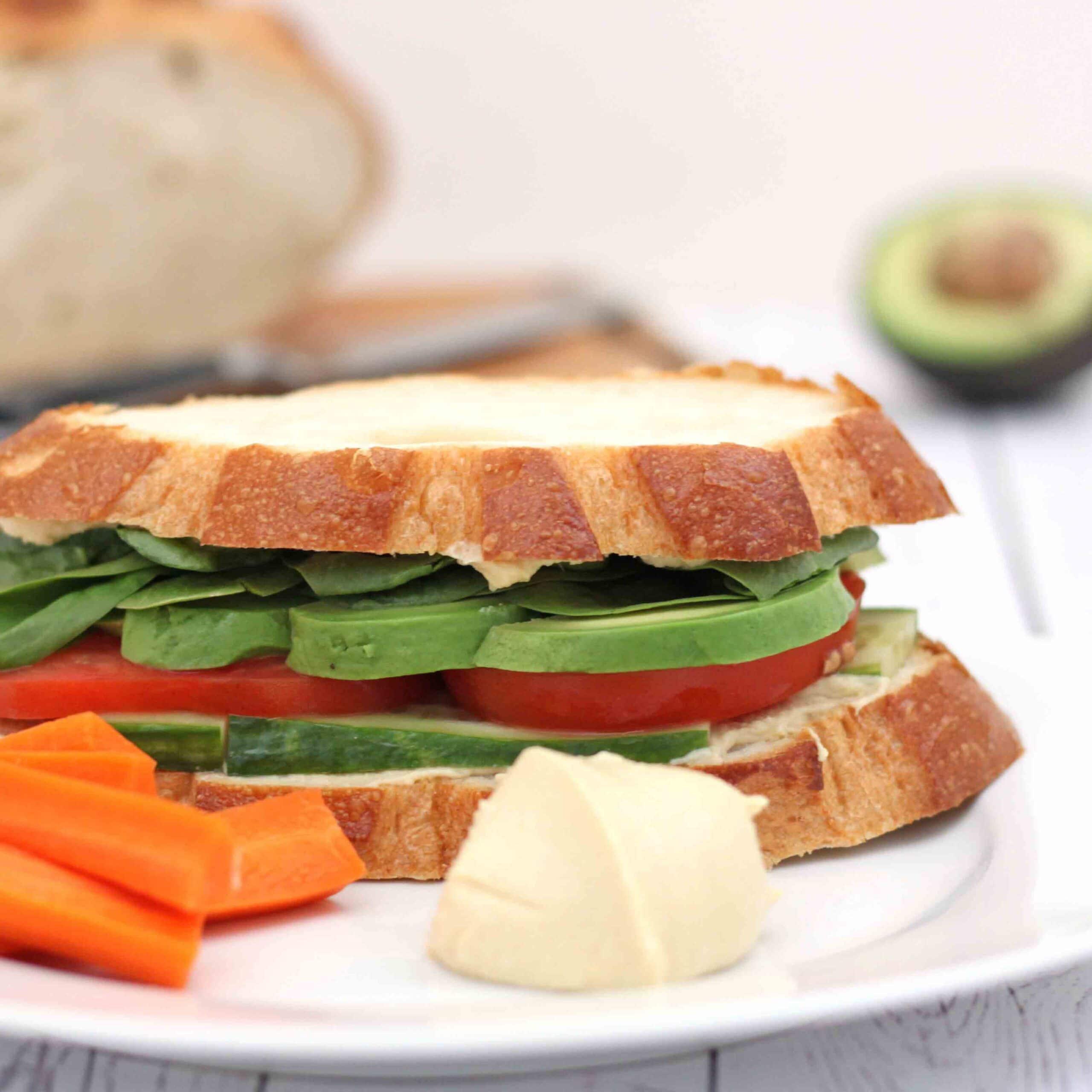 Hummus and Veggie Sandwich by Jesse Lane Wellness