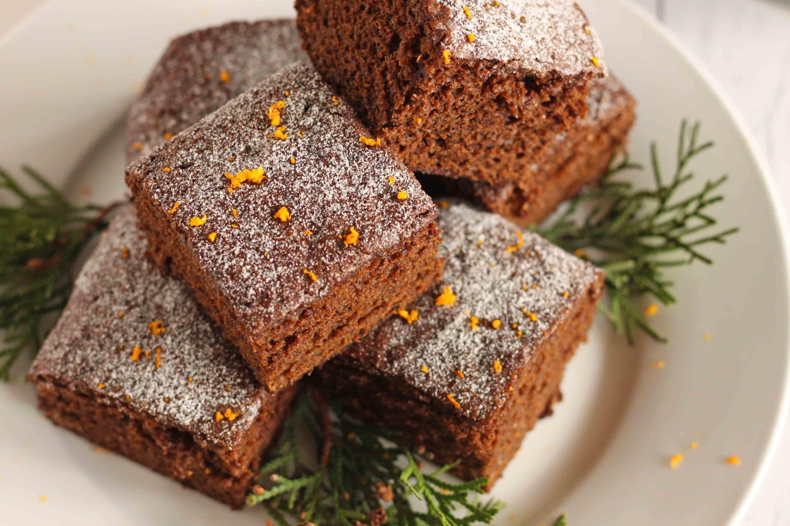 Orange-Scented Gingerbread Squares by Jesse Lane Wellness for the Holidays