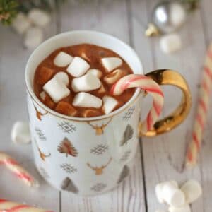 Healthy Candy Cane Hot Chocolate Recipe that is easy by @jesselwellness