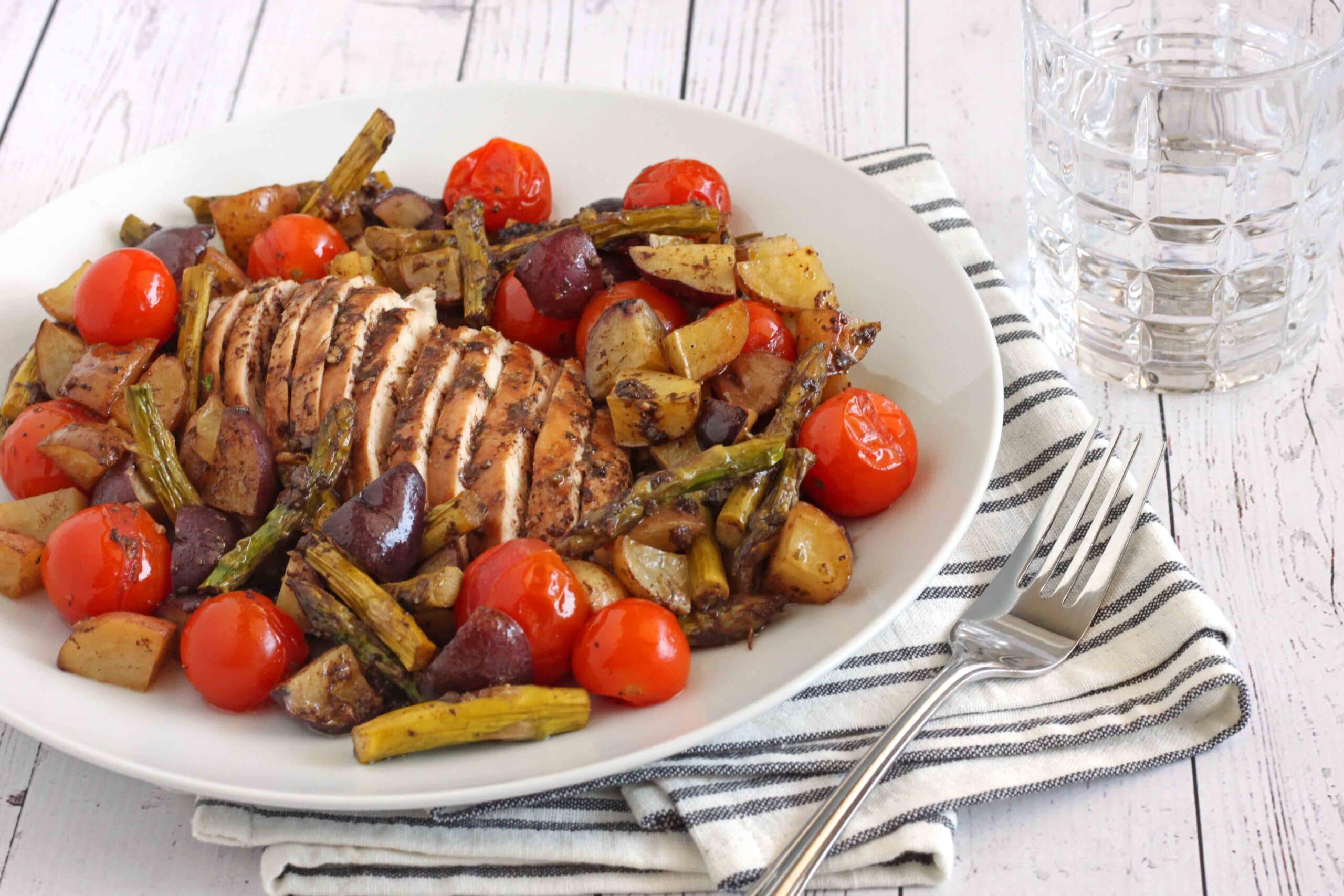 How to make Sheet Pan Balsamic Chicken and Veggies by Jesse Lane Wellness