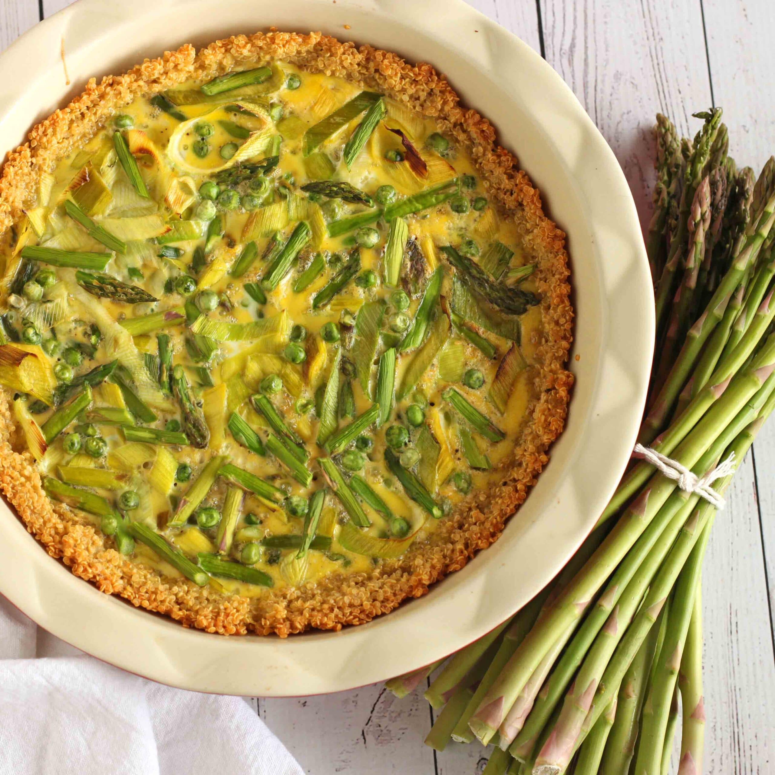 Gluten-free Asparagus Leek Quiche with Quinoa Crust Recipe