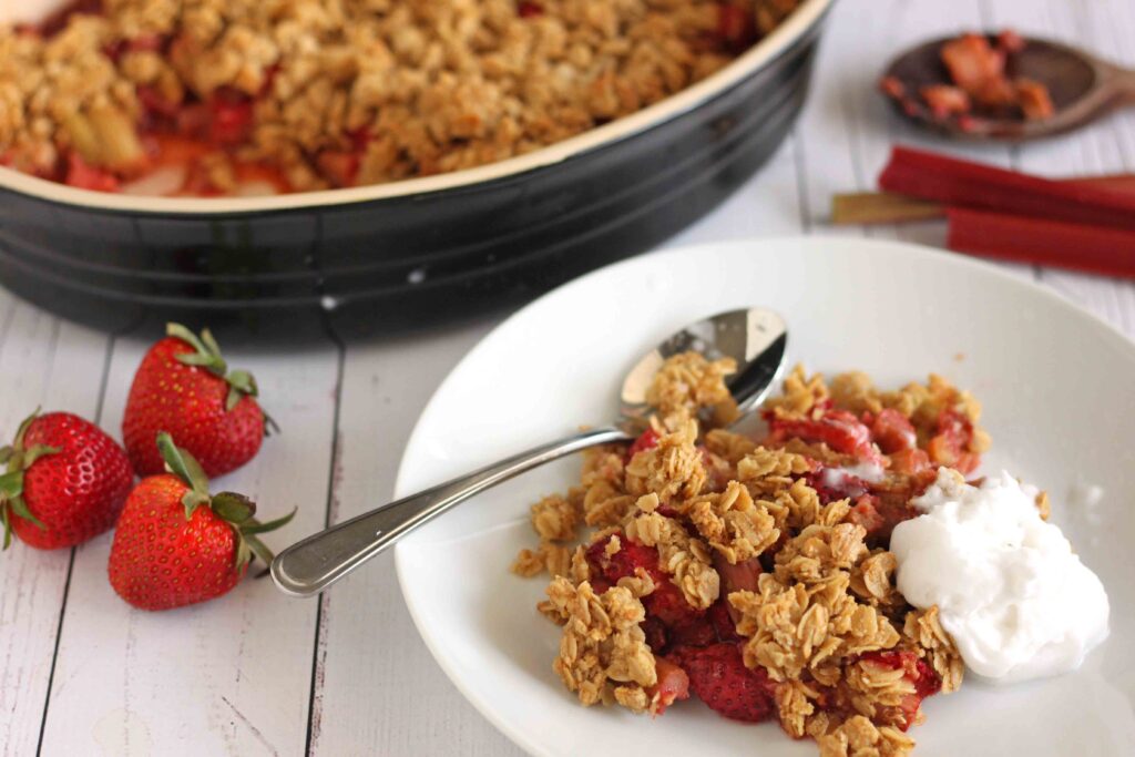 Balsamic Strawberry Rhubarb Crisp Gluten-Free Recipe by Jesse Lane Lee