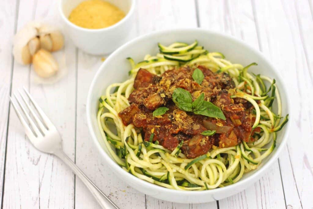Zucchini Pasta with Tomato and Mushroom Sauce by Jesse Lane Lee