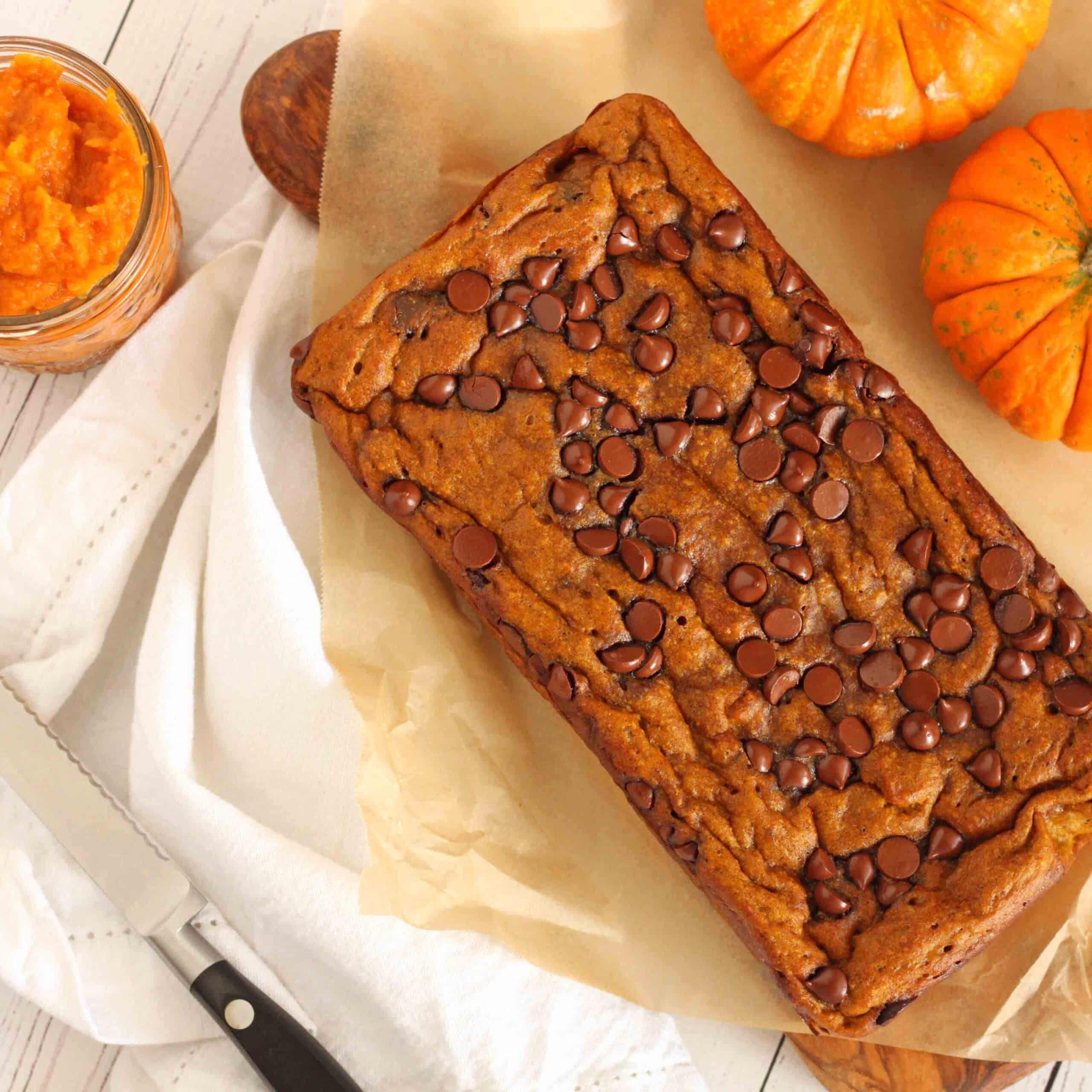 Gluten-Free Chocolate Chip Pumpkin Loaf on Jesse Lane Wellness