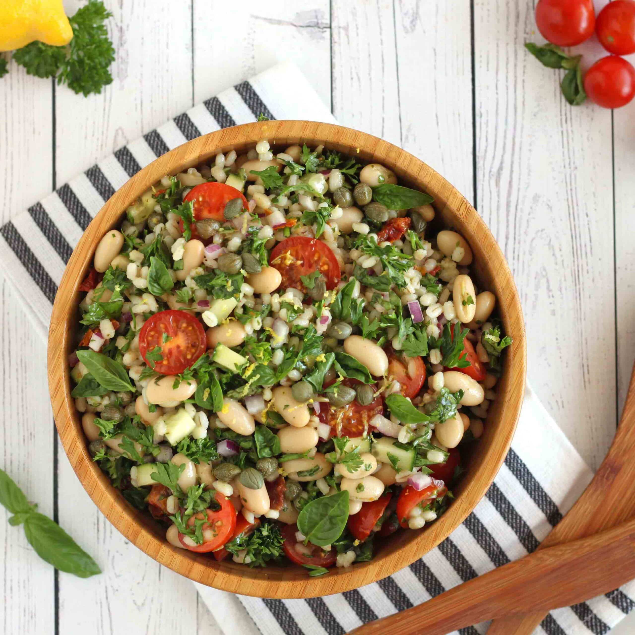 Tuscan White Bean Salad with Lemon Basil Vinaigrette - Jesse Lane Wellness