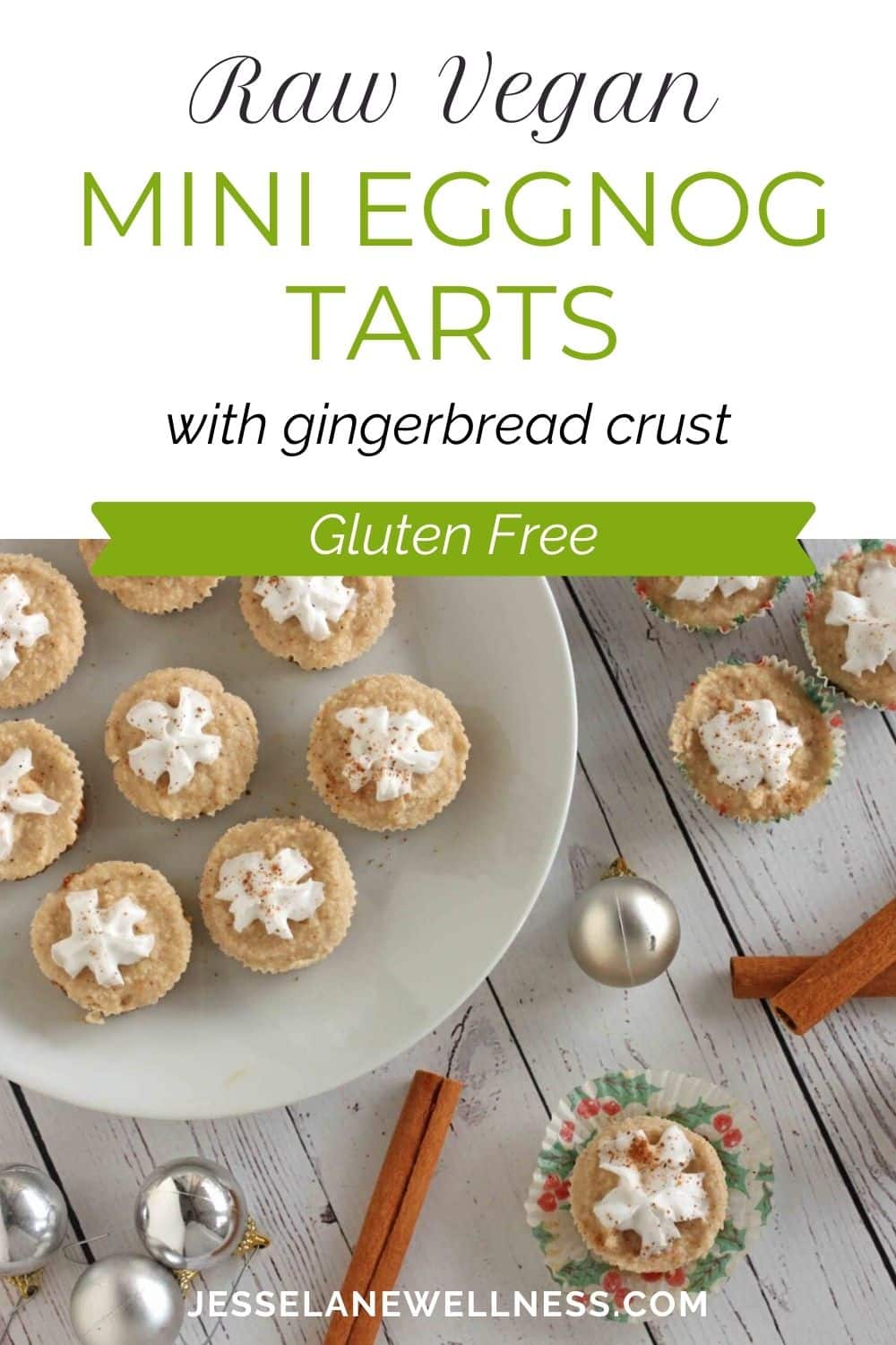 Raw Vegan Mini Eggnog Tarts with Gingerbread Crust Pin
