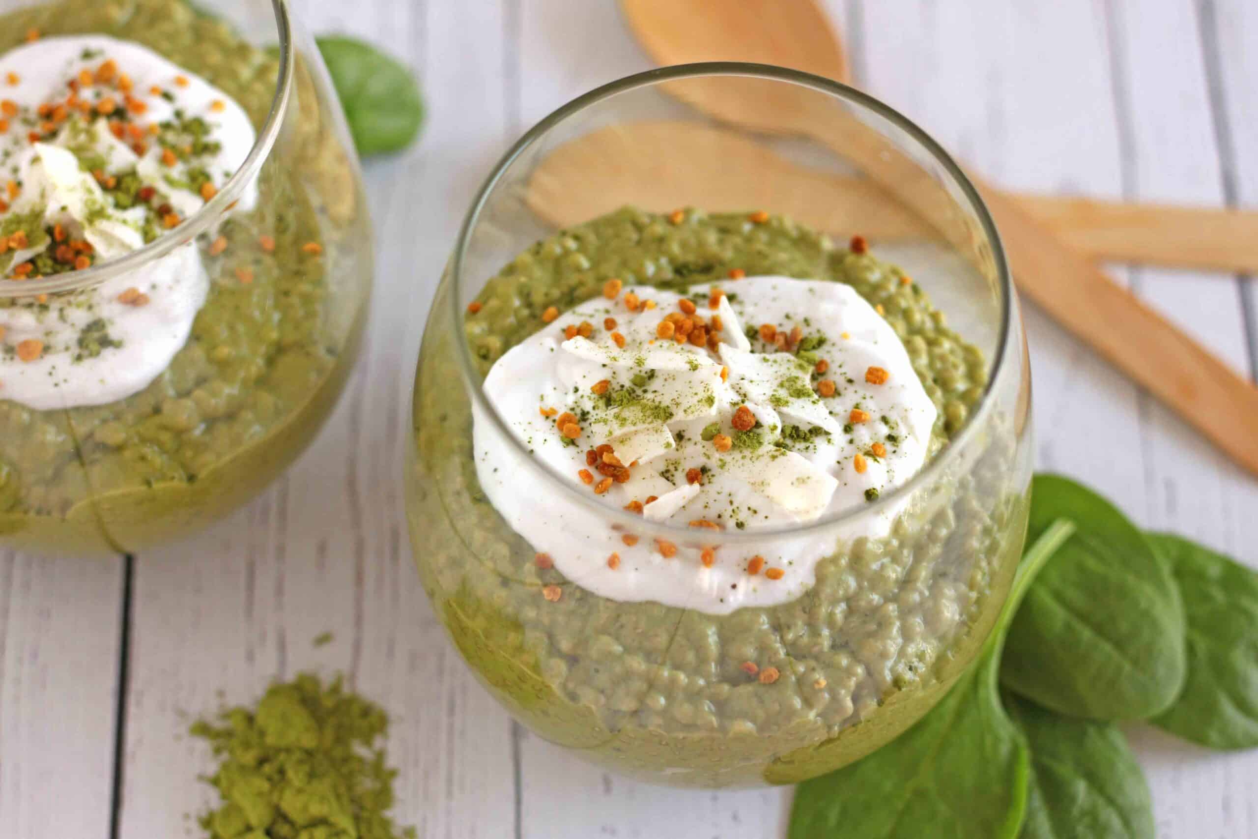 Coconut Banana Matcha Chia Pudding Recipe 