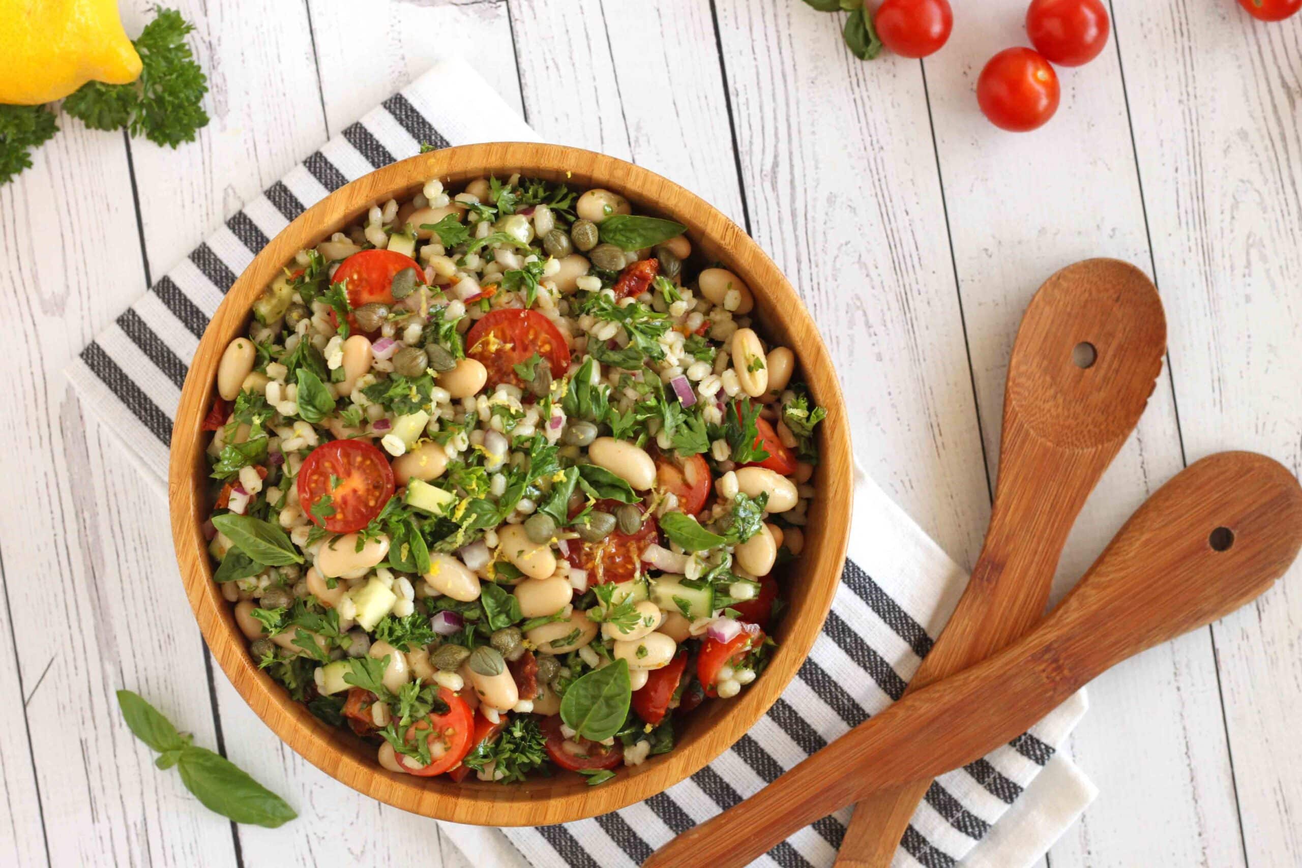 Tuscan White Bean Salad with Lemon Basil Vinaigrette by Jesse Lane Wellness