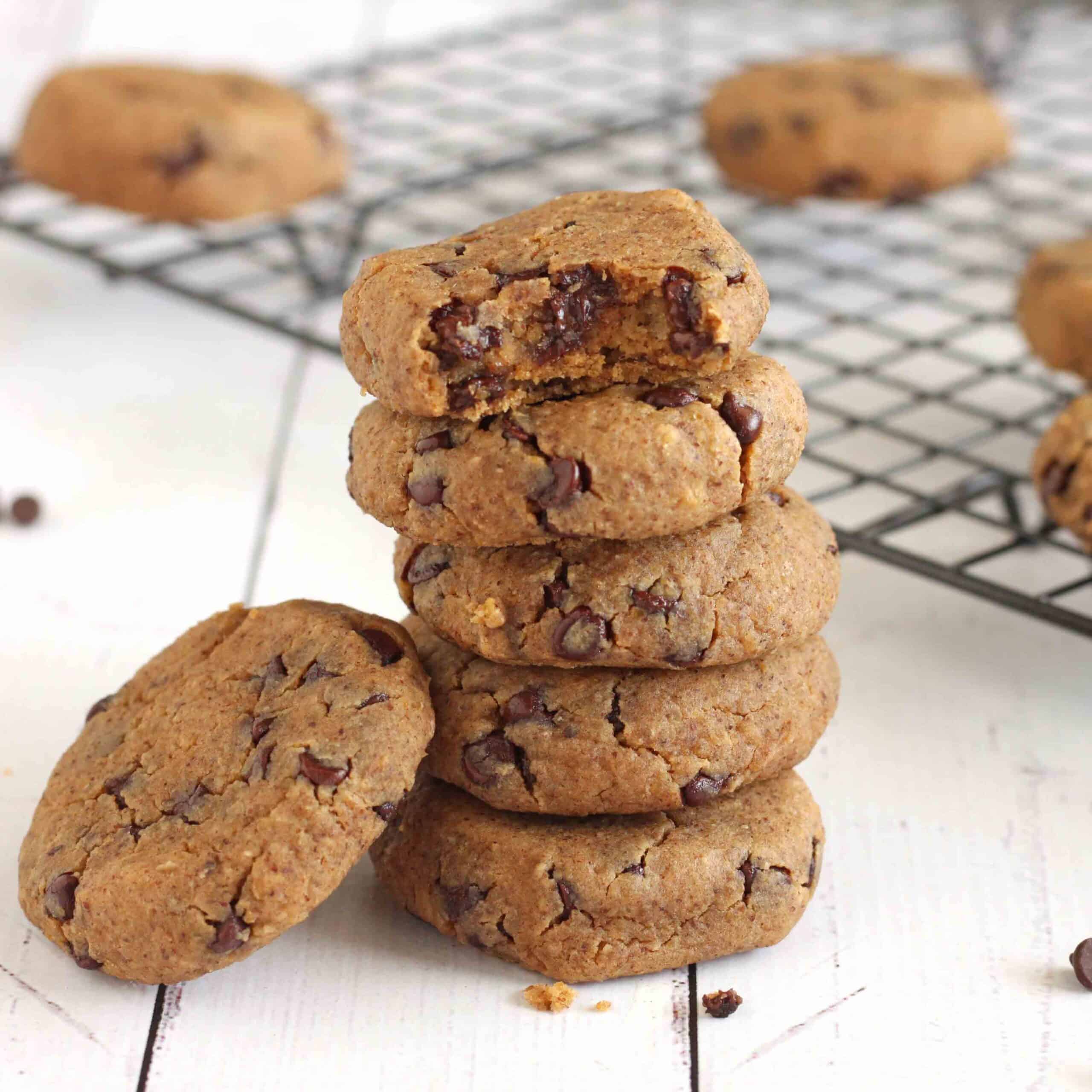 Almond Chickpea Chocolate Chip Cookies - A perfect healthy treat!