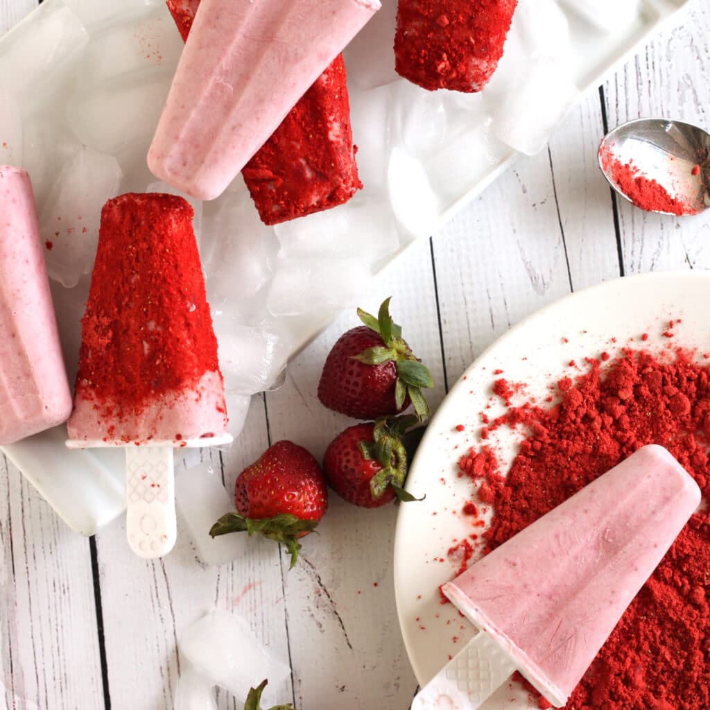 Healthy Strawberry Popsicles Dairy-Free Recipe by Jesse Lane Wellness