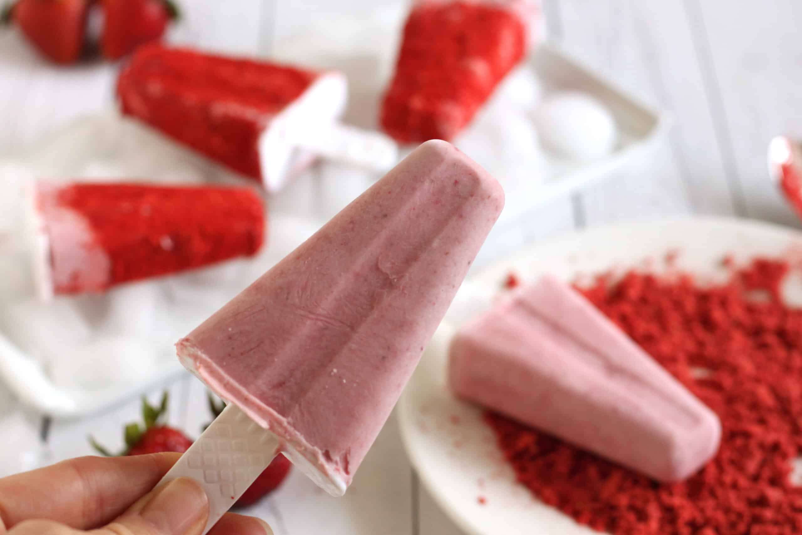 Healthy Strawberry Popsicles Vegan Recipe by Jesse Lane Wellness