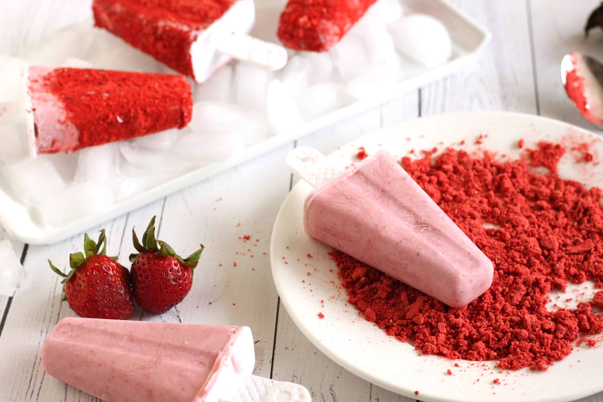 Healthy Strawberry Popsicles by Jesse Lane Lee