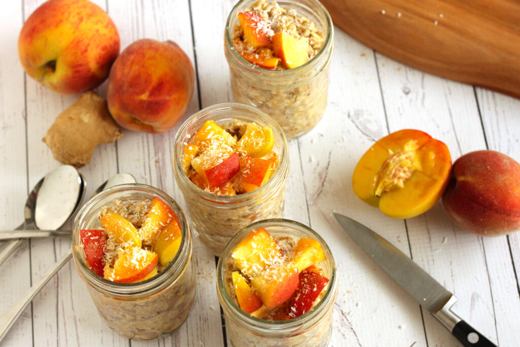 Ginger Peach Overnight Oats Recipe Breakfast Meal Prep