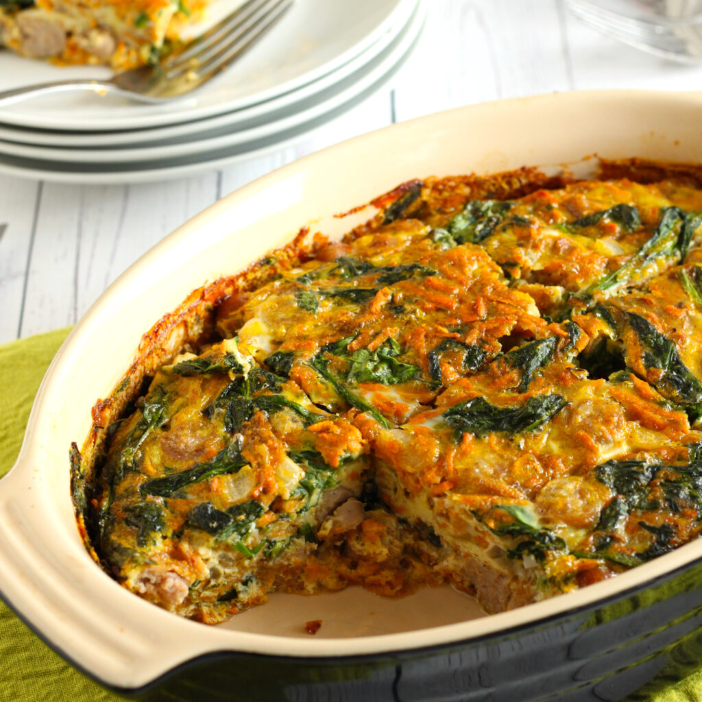 Sweet Potato Sausage Breakfast Bake Recipe for Meal Prep by @jesselwellness