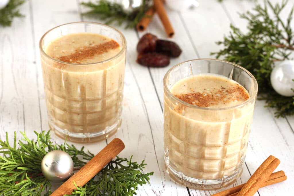 Vegan Eggnog Smoothie Recipe for the holidays by Jesse Lane Lee