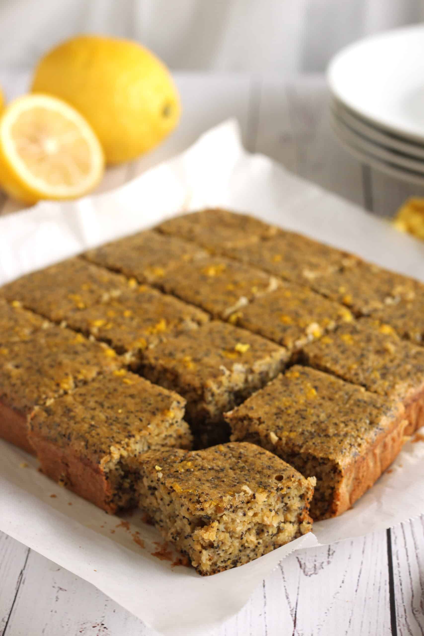 Lemon Poppy Seed Chickpea Blondies Recipe by Jesse Lane Wellness