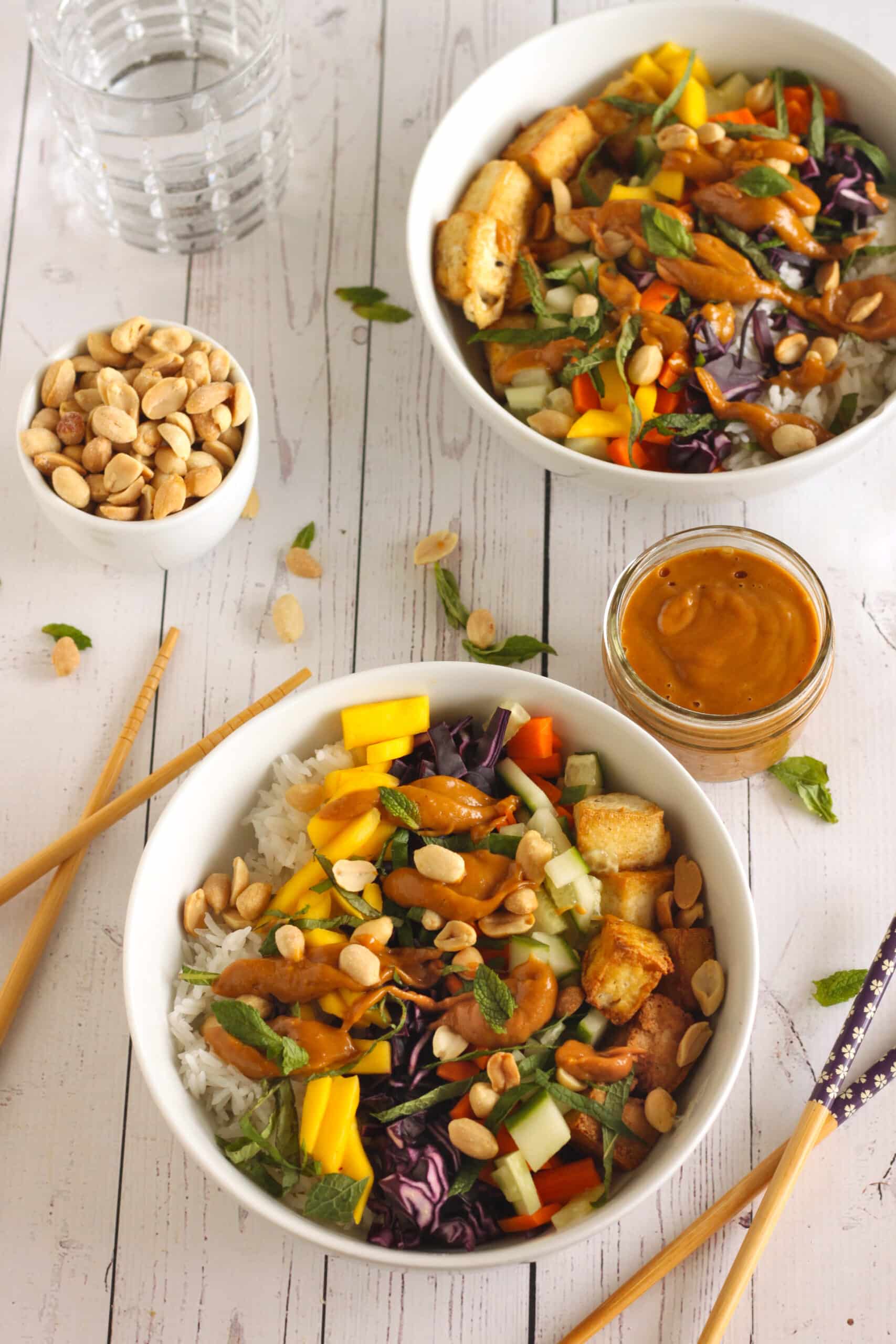 Tofu Bowl with Thai Peanut Sauce Recipe by Jesse Lane Lee