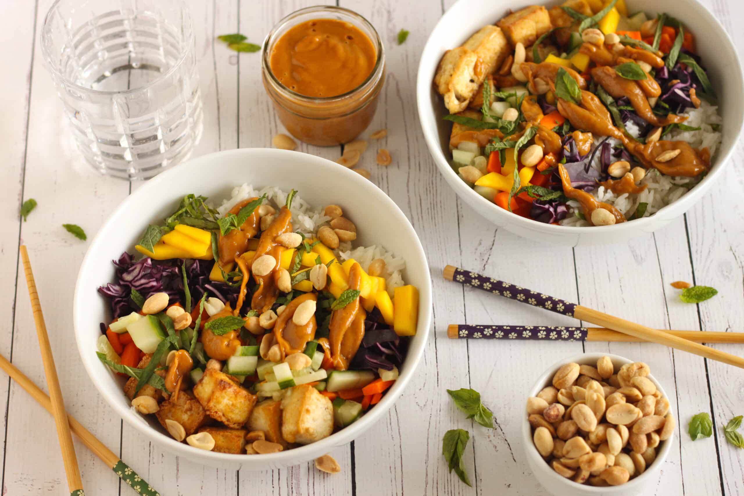 Tofu Bowl with Thai Peanut Sauce Recipe for Meal Prep by Jesse Lane Wellness