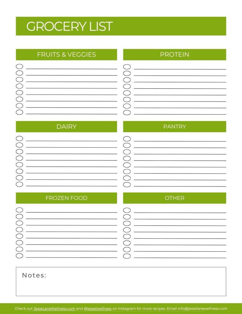 how to meal plan - grocery list from my free meal planning template