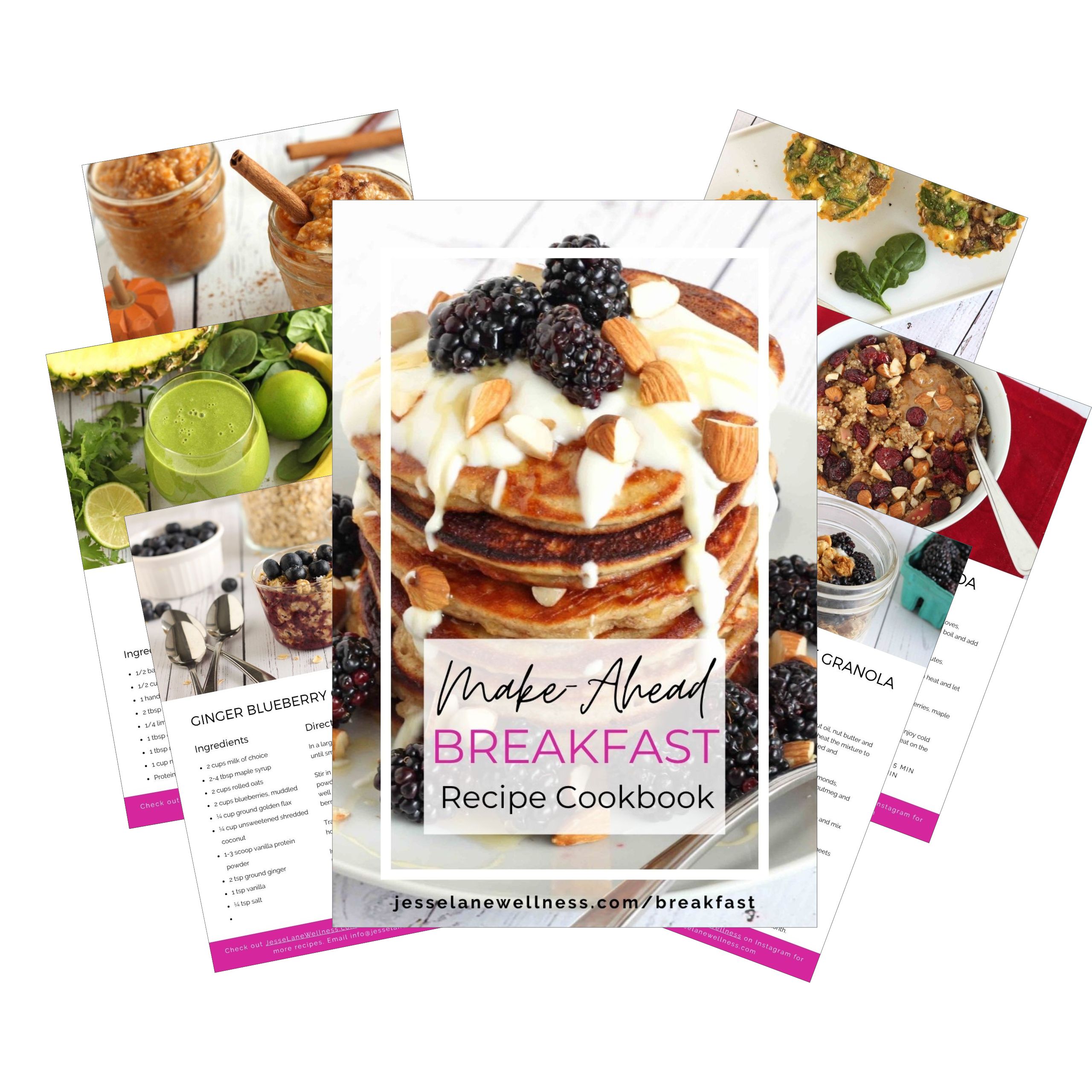Make-Ahead Breakfast Recipes Pages by Jesse Lane Wellness white background