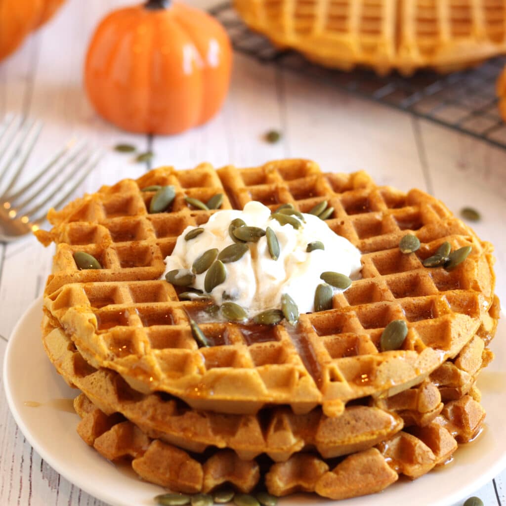 Pumpkin Waffle Recipe with Pumpkin Spice for Fall by Jesse Lane Lee